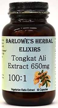 [USA]_Barlowes Herbal Elixirs Tongkat Ali Extract 100:1 - 60 650mg VegiCaps - Stearate Free, Bottled