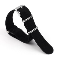 Soft Suede Leather Nato Strap 18mm 20mm 22mm 24mm Blue Black Brown Zulu Watchband Stainless Steel Sq