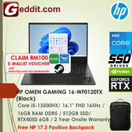 HP OMEN 16-WF0120TX GAMING LAPTOP (i5-13500HX,16GB,512GB SSD,16.1"FHD 165Hz,RTX4050 6GB,WIN11)FREE PAVILION BACKPACK