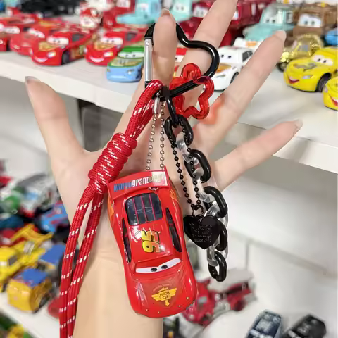 Cars Keychain Set - Lightning McQueen & Mater Classic Character Alloy Model, Collectible Gift & Car 