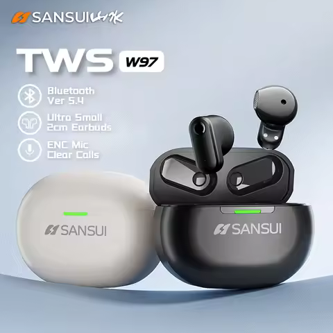 Sansui W97 Ture Wireless Earbuds Invisible In-Ear Bluetooth 5.4 Earphones Noise Cancelling Sport Hea