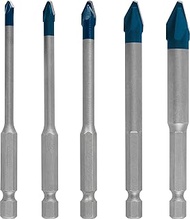 Bosch Professional 5 pc, Expert HEX - 9 HardCeramic Drill Bit Set (for Roof tiles, Tiles, Black, 4-10 mm, Accessories Rotary Impact Drill)