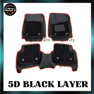 Perodua Axia 2014-2022 5D Carpet CarMat Floor Mat OEM Karpet Anti Slip with Red Lining