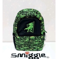 (ORIGINAL) Smiggle Wild Side Classic Backpack/SD/SMP Children's Backpack - Green Dino