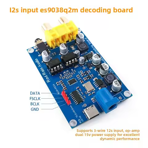 ES9038 I2S Decoder Board DSD512 Upgraded Decoder DAC Bluetooth Device Player Audiophile