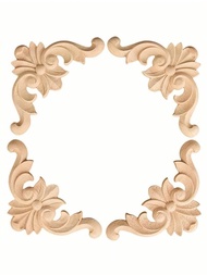 4入組木雕鑲嵌飾品,適用於櫥櫃、鏡子、沙發、壁爐、茶几、電視櫃等裝飾