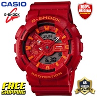 Original G-Shock GA110 Men Sport Watch Japan Quartz Movement Dual Time Display 200M Water Resistant Shockproof and Waterproof World Time LED Auto Light Sports Wrist Watches with 4 Years Warranty GA-110AC-4AJF (Free Shipping Ready Stock)