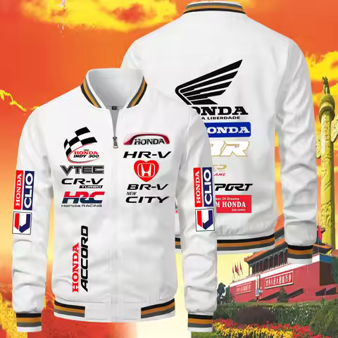 Honda Men's Motorcycle Jacket Windproof HRC Red Wing Logo Team Sportwear Motard Vest with Honda Embl