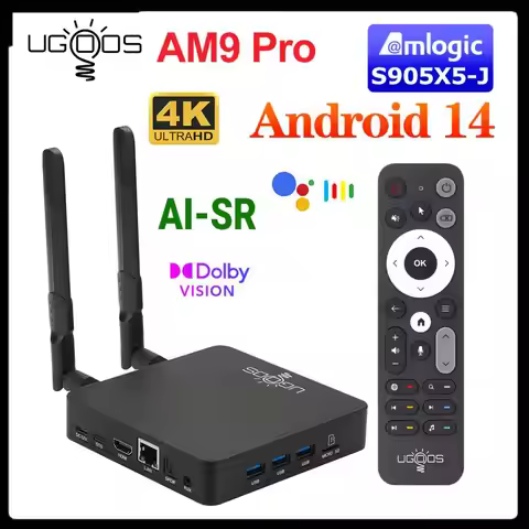 UGOOS AM9 PRO TV BOX Android 14 Set Top Box Amlogic S905X5-J LPDDR5 Supoprt AI-SR 4K HDR WiFi6 BT 10