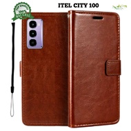 HP ITEL CITY 100 C671L LEATHER CASE SARUNG LEATHER WALLET FLIP COVER CASE