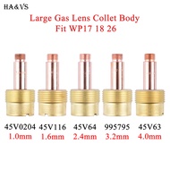 2/5Pcs 1.0/1.6/2.4/3.2/4.0mm Large Gas Lens Collet Body 45V0204 45V116 45V64 995795 45V63 For TIG WP