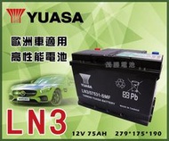 【茂勝電池】YUASA 湯淺 LN3 免加水電池 進口車 國產車 汽車電瓶 歐規電池 同57531