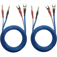KK YB-ZB 1pair Set(4 Spade Plug & 4 Banana Plug) HiFi OFC Speaker Wire, Spade Plug to Pin Type Plug 