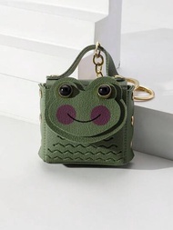 創意pu皮革綠色青蛙造型包和袋掛件,適合於女士背包,錢包,日常使用,約會,禮物,書包掛件（可開啟）,鑰匙扣掛飾,汽車配件,女性therian
