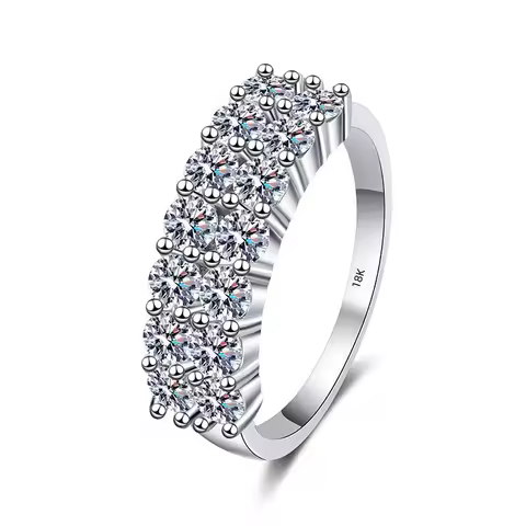 Popular Wedding Band Ring Solid White Gold AU750 Ring 1.4CT Moissanite Engagement Ring for Woman Ann