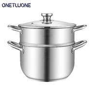 Onetwone 304 stainless steel steamer 22/24cm/26cm cooking pot steam pot soup pot for gas and induction cooker