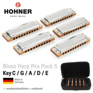 Hohner® Blues Harp Pro Pack 5 ฮาร์โมนิก้า 10 ช่อง แพ็ค 5 ตัว ชุดสุดคุ้ม คีย์ C / G / A / D / E ซีร