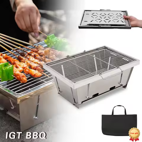 Pandatour 304 IGT 1unit Grill Stainless Steel Outdoor Camping Picnic Tourist Tabletop Cooking Foldin