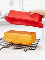 1入組非粘硅膠麵包烘焙模具,矩形形狀,易取出,適用於自製麵包、慕斯蛋糕和蛋類食品,顏色隨機