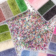 Set 2-3mm Glass Rice Beads Sand Beads Set Luminous Tube Beads Set Multiple Colors Boxed
