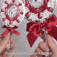 New Product Hand-held Mirror Red Velvet U Hectare Princess Style Makeup Mirror Strawberry
