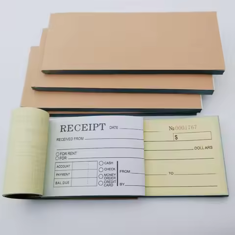 50 Sets Small Business Carbonless Receipt Book Money/Rent Receipt Book 2-Part 50 Numbered Duplicates