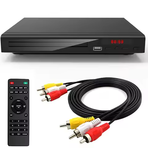 DVD Player for TV, All Region Free DVD CD Discs Player AV Output Built-in PAL NTSC USB Input Remote 