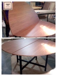 Round top table drop leaf D160/75 cross legsX meja daun meja bisa dilipat