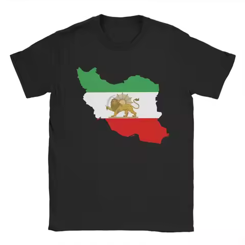 Iran Persian Flag Map Men T Shirt Creative Tees Short Sleeve Crew Neck T-Shirts 100% Cotton Plus Siz