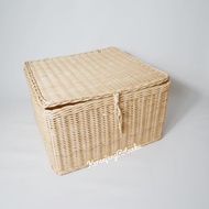 35x35x20 Square Rattan Basket + Lid