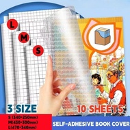 10Sheets Book cover self-adhesive Wrapper Transparent Protective Cover Waterproof