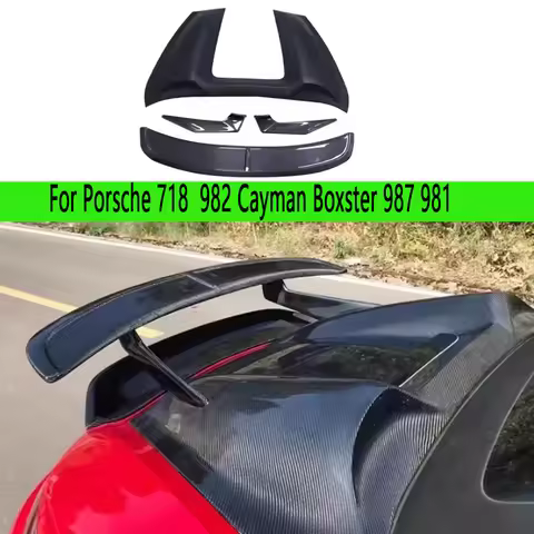 For Porsche 718 982 Cayman Boxster 987 981 Carbon Fiber Spoiler Tail fins Rear Trunk Spoiler Guide W