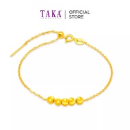 TAKA Jewellery 999 Pure Cat's Eye Gold Ball Charm with Silver Bracelet