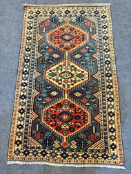 "Exquisite Afghan Caucasian Carpet: Handmade 100% Wool Thin Pile High-Quality Geometric Design 127x8