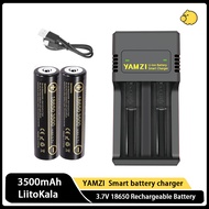 LiitoKala Rechargeable Battery 18650 3500mAh 3.7V Original Lithium Battery(pointed tip) with charger