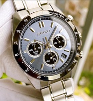精工 SEIKO CHRONOGRAPH 石英錶 SPIRIT series SBTR027 灰藍色面 黑色圈 100M 防水 SBTR-027
