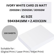 【READY STOCK】100PCS A1 SIZE - DIY IVORY EXTRA WHITE CARD MATT 230G 250G 300G