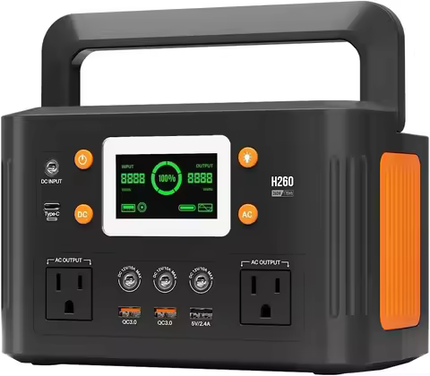 Portable Power Station,260W(500W peak) Solar Generator with PD 65W,110V Pure Sine Wave AC Outlet, 48