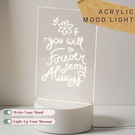 Daiso Korea Acrylic LED Memo Board Night Light USB Erasable Message Board Mood Lamp Desk Decor Gift