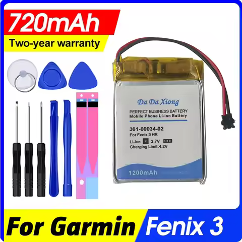 720mah 361-00034-02 Battery for Garmin Fenix3 Fenix 3 3f, Hr Gps Sports Watch