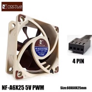 Noctua | Noctua NF-A6X25 60x60x25mm 12V/5V 3pin/4pin PWM Intelligent Temperature Control SSO Magneti