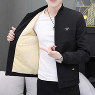 jaket lelaki 2024 Jaket lelaki musim luruh dan musim sejuk dengan bulu tebal, jaket fesyen serba bol