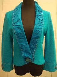 出清大降價！全新專櫃 六藝 Donna Hsu 土耳其藍羊毛外套，質感很棒，僅此一件！ 下標就賣！