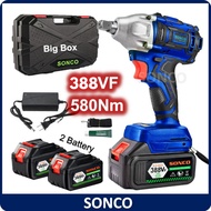 SONCO 388VF Heavy Duty 580Nm Brushless Cordless Impact Wrench Electric Impact Wrench Socket 1/2 Inch