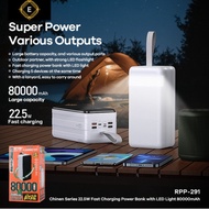 PowerBank 80000mAh  22.5W QC+PD LED Fast Charging Powerbank RPP-266 RPP-291