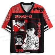 Men's New Makunouchi Ippo Jersey Manga Panel Graphic #13 Label V-Neck Short Sleeve Hajime No Ippo An