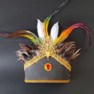 HITAM Black DAYAK Feather Hat Stage Carnival For Teenagers Adults
