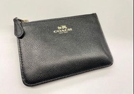 COACH黑色金字logo零錢包
