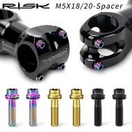 RISK 6PCS M5x18mm M5x20mm Titanium Alloy Bicycle Stem Bolts with Washers MTB Mountain Road Bike Scre