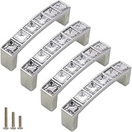 4 Pack U Shape Diamond Crystal Glass Rhinestone Cabinet Pulls Knobs Handles,Modern Decorated Shiny D